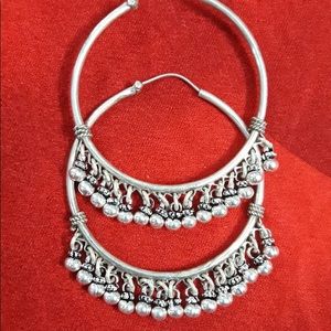 Stunning sterling Banjara India hoop earrings